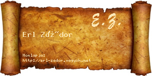 Erl Zádor névjegykártya